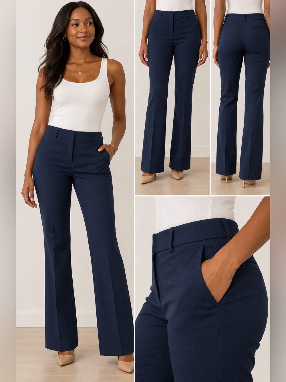 New York & Company Navy Bootcut Flare Dress Pants Women’s Size 4